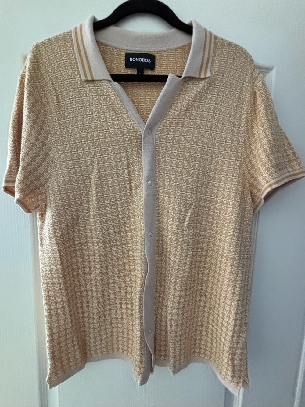 Bonobos Short Sleeve Knit Polo - Cream & yellow